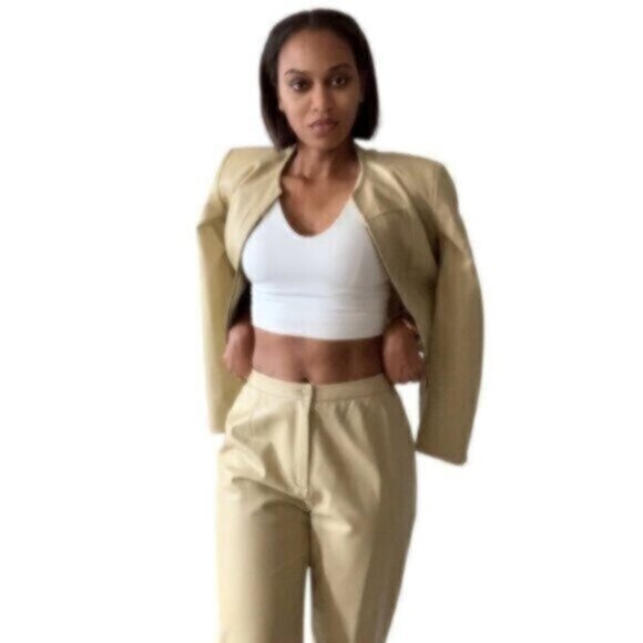 Carlisle Jackets & Blazers - Carlisle Vintage Genuine Leather Two Piece Pants Suit Set